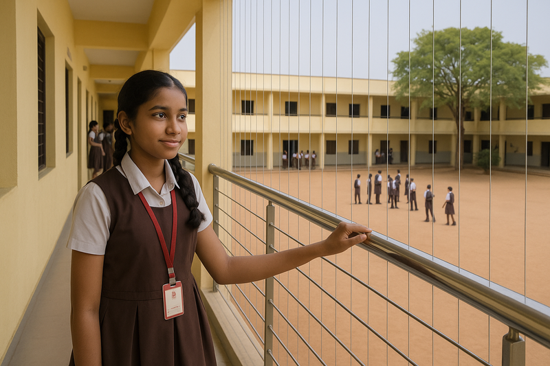 Safe invisible grills for classroom windows and balconies. Ensures maximum safety for school children.