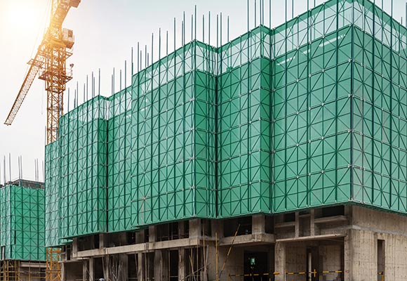 Fall prevention construction safety nets for high-rise buildings and sites. Strong and reliable protection.